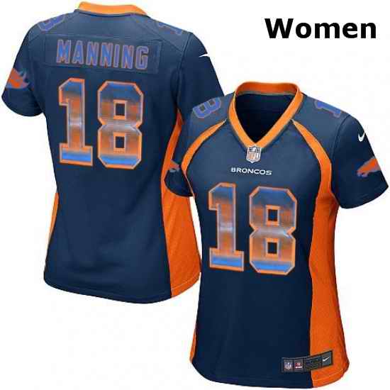 Womens Nike Denver Broncos 18 Peyton Manning Limited Navy Blue Strobe NFL Jersey